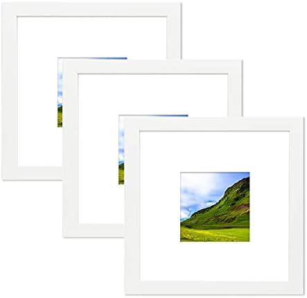 Set Of 3 White Square Picture Frames. Matte Opening Is For A 4x4 Photo   | Amazon (US)