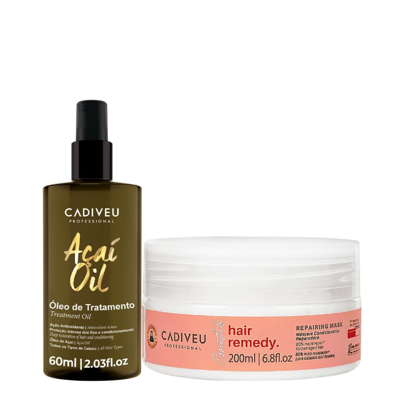 Kit Cadiveu Professional Essentials Hair Remedy Máscara e Açaí Oil 60 (2 produtos) | Beleza Na Web (BR)