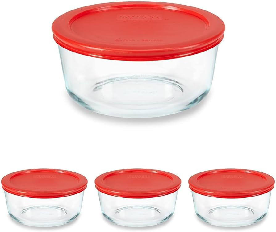 Pyrex Simply Store Glass Food Storage Container, Snug Fit Non-Toxic Plastic BPA-Free Lids, Freeze... | Amazon (US)