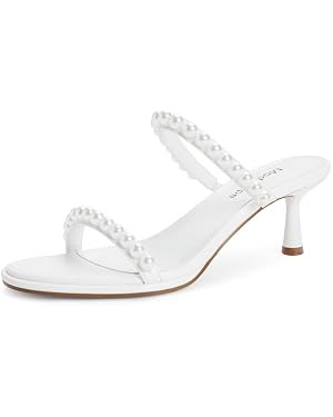 Modatope Two Strap Heeled Sandals for Women Kitten Heel Rounded Toe Heels Women Slip on Open Toe ... | Amazon (US)
