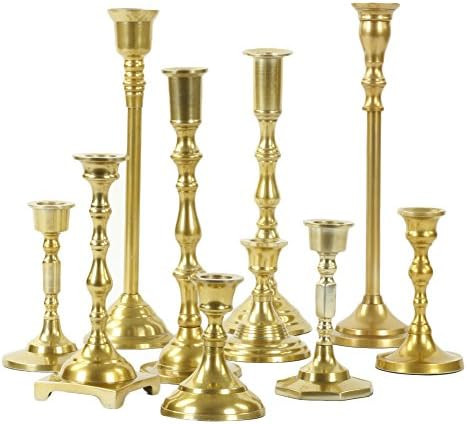 Koyal Wholesale Gold Mixed Taper Holders, Set of 10, Mismatched Candlesticks Set, Bohemian Decora... | Amazon (US)
