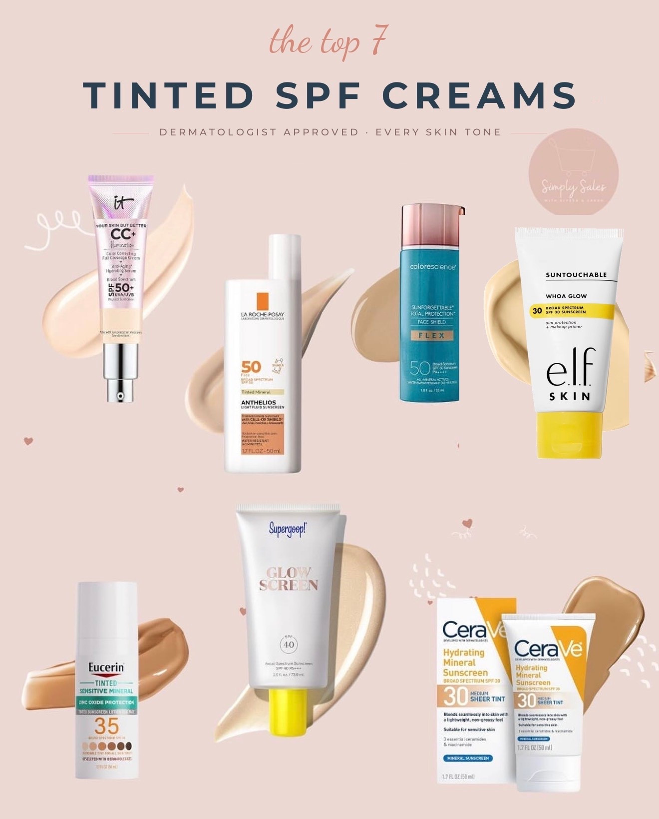 The 7 highest rated tinted SPFs across drugstore and luxury. The CeraVe hydrating mineral SPF 30 medium sheer tint is the one I personally reach for. Drugstore price, no white cast, blends right into skin.  ☀️ 

The rest of the picks are the most reviewed and most recommended in their categories. elf Suntouchable Whoa Glow is the budget glowy one that doubles as a makeup primer. 

Colorescience Sunforgettable Flex is the splurge with iron oxides for melasma and hyperpigmentation protection. Supergoop Glowscreen for that straight up dewy finish. La Roche Posay Anthelios tinted mineral is the cult favorite for sensitive skin. IT Cosmetics CC Cream Illumination is full coverage that can replace foundation. Eucerin Tinted Sensitive Mineral is zinc oxide based, good for reactive or rosacea prone skin.

All broad spectrum, all SPF 30 plus, all tinted so no white cast. Wear alone for a clean no makeup look or layer under foundation. Picks for fair, light, medium, tan, and deep skin tones.

tinted sunscreen, tinted spf 30, tinted spf 40, tinted spf 50, mineral sunscreen face, iron oxide sunscreen, melasma sunscreen, hyperpigmentation sunscreen, dermatologist approved sunscreen, broad spectrum spf, zinc oxide face sunscreen, glowy sunscreen, dewy skin tint, tinted moisturizer with spf, foundation alternative, no makeup makeup, sensitive skin sunscreen, rosacea sunscreen, acne prone sunscreen, drugstore sunscreen, makeup primer with spf, everyday face spf, year round spf, sheer tint sunscreen, cc cream with spf, lightweight face sunscreen, water resistant sunscreen, tinted sunscreen fair skin, tinted sunscreen medium skin, tinted sunscreen deep skin, cerave hydrating mineral sunscreen tinted, elf suntouchable whoa glow, supergoop glowscreen, it cosmetics cc cream illumination, colorescience sunforgettable flex, la roche posay anthelios tinted, eucerin tinted sensitive mineral

#LTKgrwm #LTKBeauty #LTKSeasonal