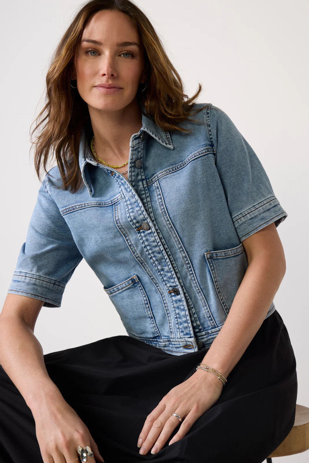 KUT FROM THE KLOTH Women's Piper Short Sleeve Denim Jacket, Size XL, Poise Blue | Evereve