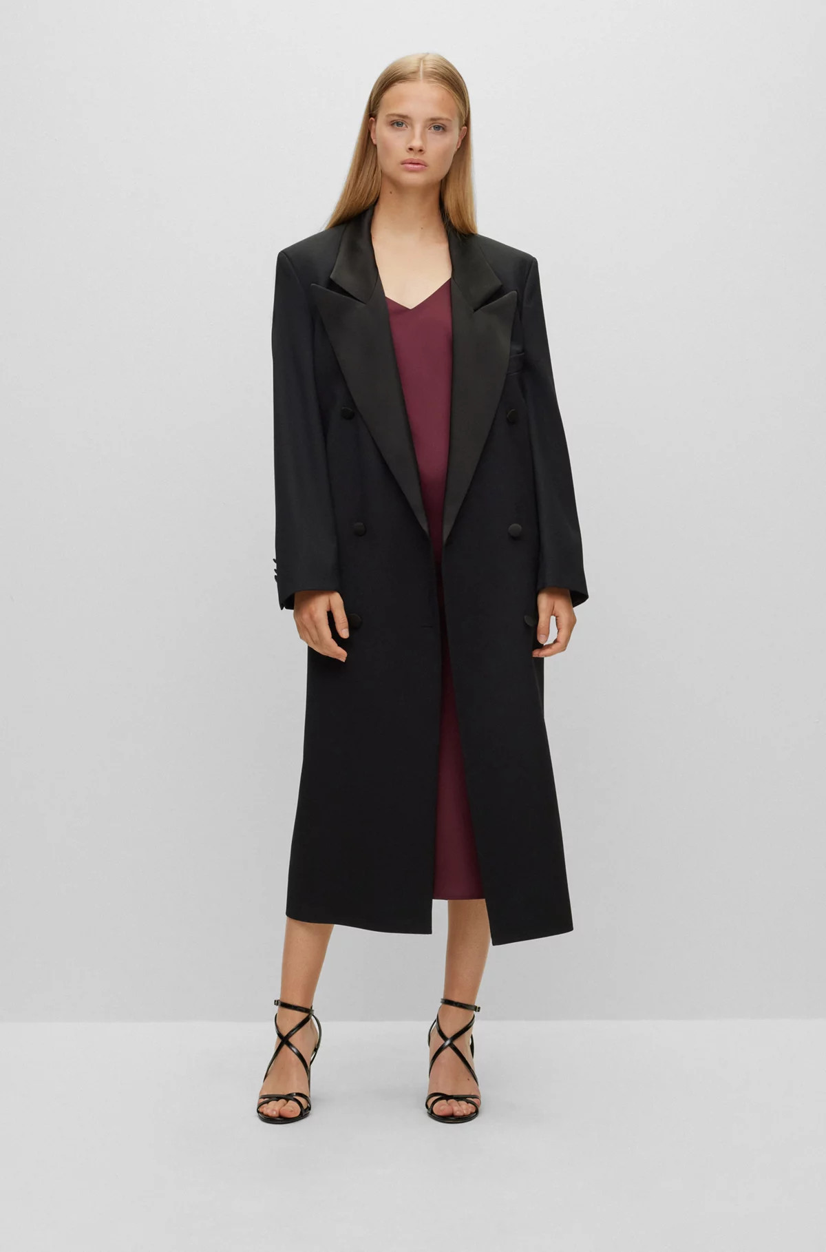 Oversize-fit tuxedo coat in a wool blend | Hugo Boss (US)