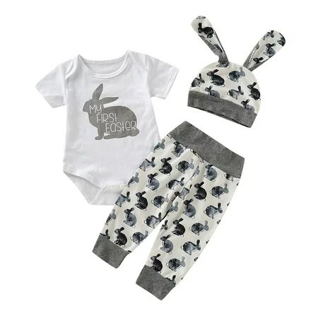 QIIBURR Baby Bunny Hat Newborn Baby Girl Boy Cartoon First Easter 3D Bunny Outfits Romper Hat Pants  | Walmart (US)