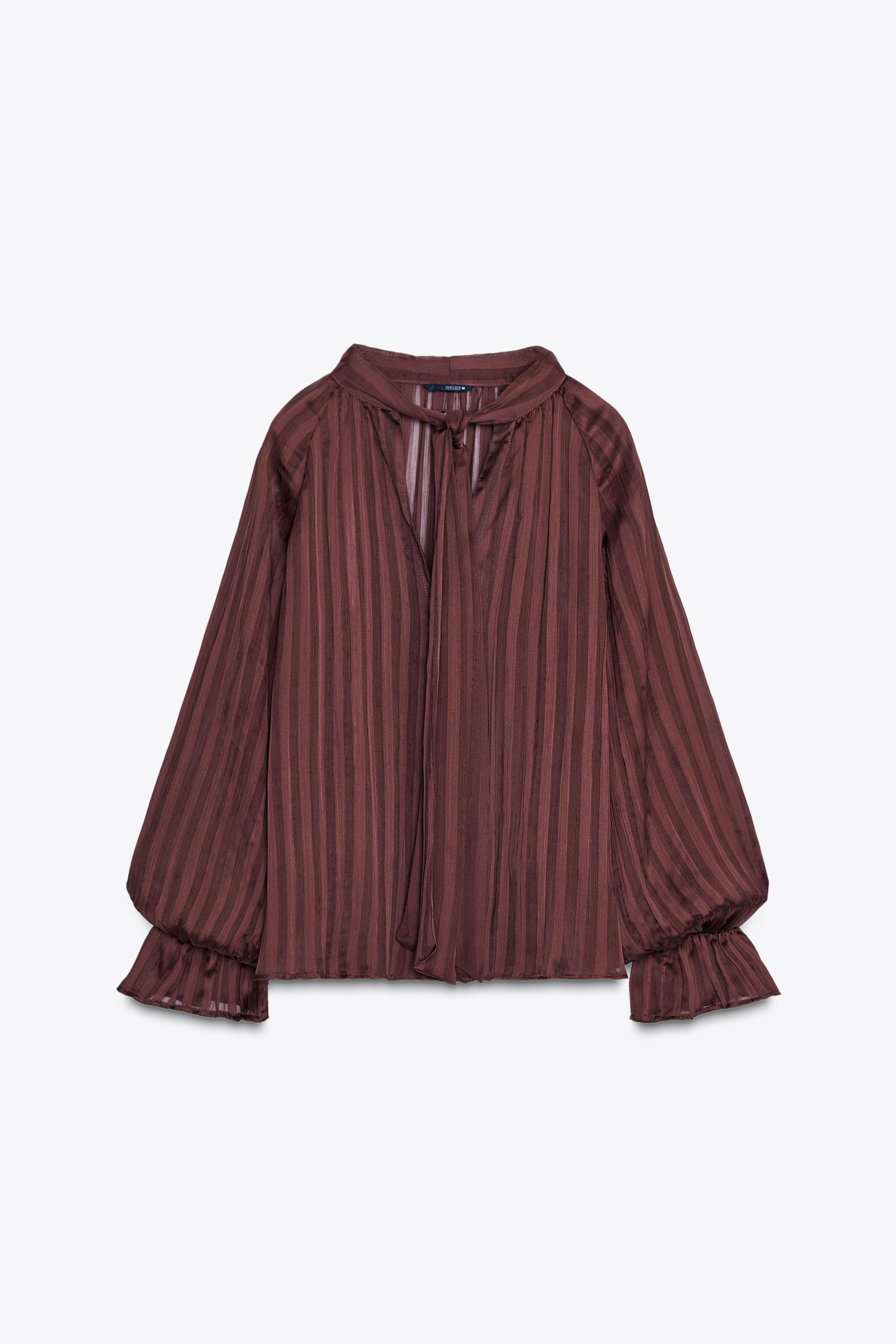 STRIPED BLOUSE WITH BOW | Zara US