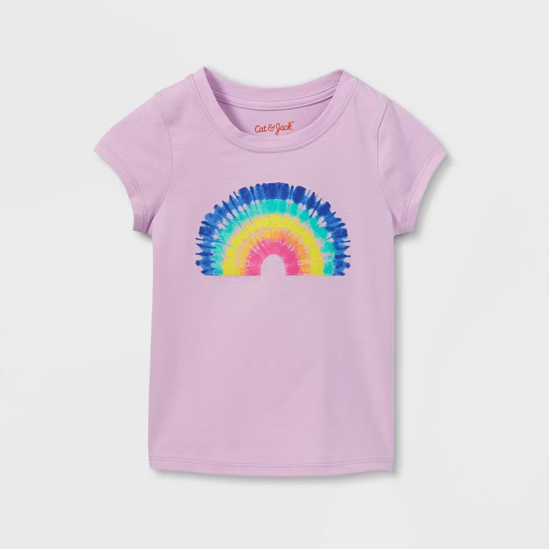 Toddler Girls' Tie-Dye Rainbow Short Sleeve T-Shirt - Cat & Jack™ Purple 5T | Target