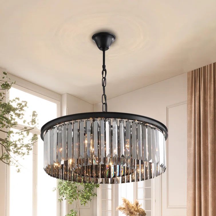 6 - Light Modern Dimmable Chandelier With Smoky Gray Crystal Accents | Wayfair North America