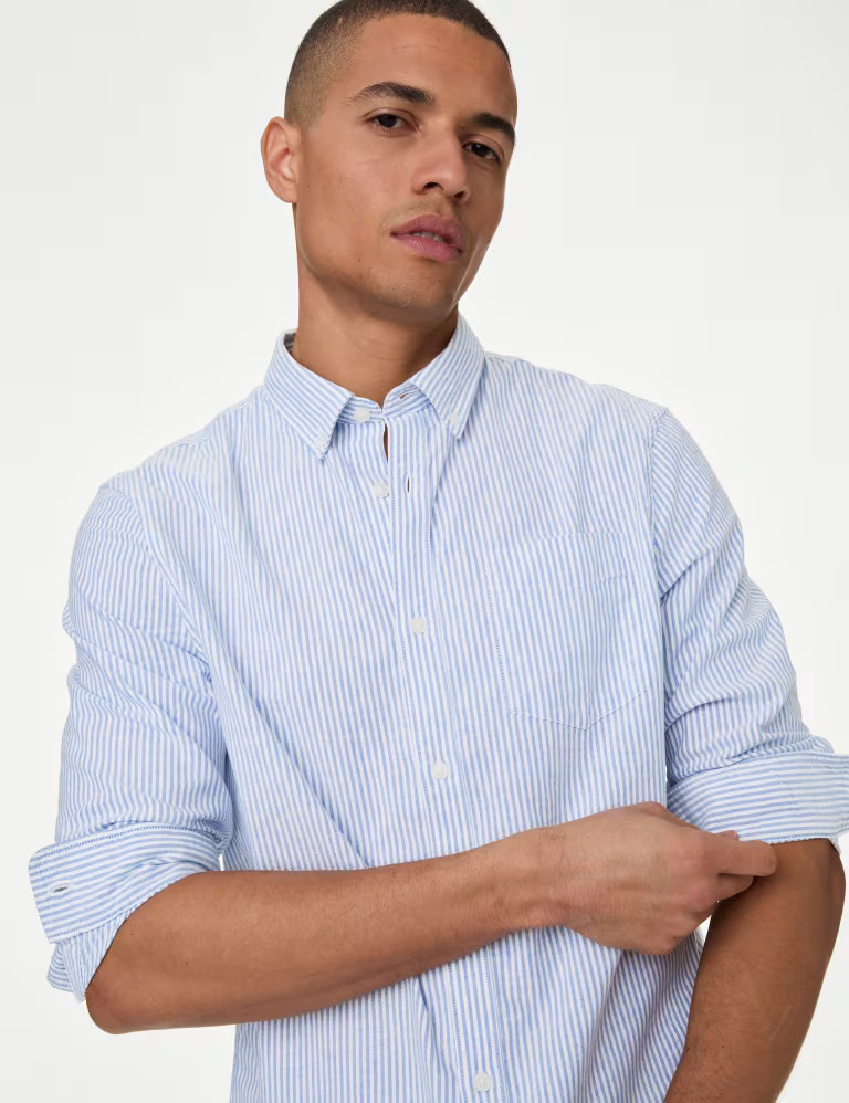 Pure Cotton Striped Oxford Shirt | Marks & Spencer (UK)