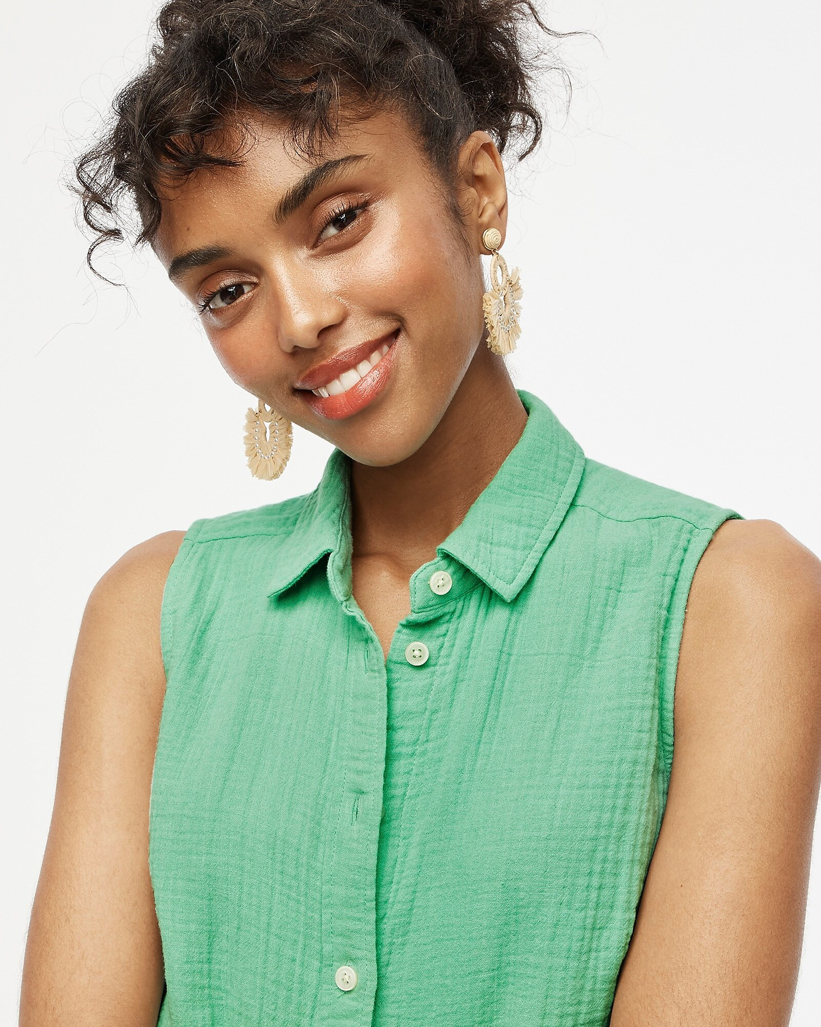 Sleeveless gauze button-up shirt | J.Crew Factory