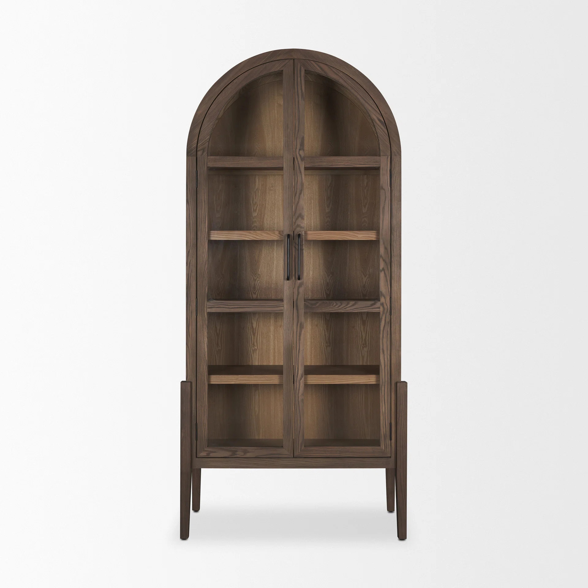 Latitude Run® Wolfbert Two Toned Dark w/Light Wood Arched Curio Cabinet | Wayfair | Wayfair North America