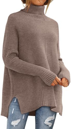 LILLUSORY Women's Oversized Turtleneck Sweaters Fall Batwing Sleeve Ribbed Tunic Sweater | Amazon (US)