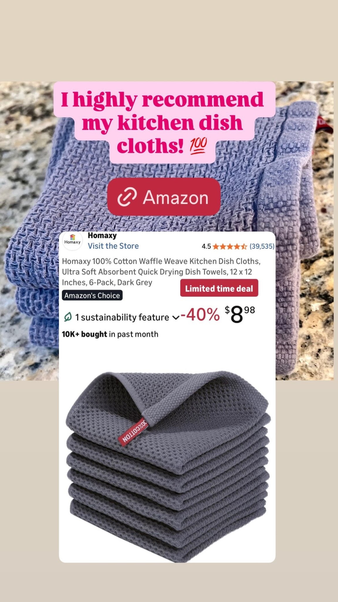 I highly recommend my Amazon kitchen dish cloths! 💯

#LTKOver40 #LTKmomlife #LTKHome