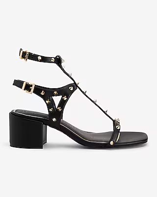 Studded Strappy Block Mid Heeled Sandals | Express