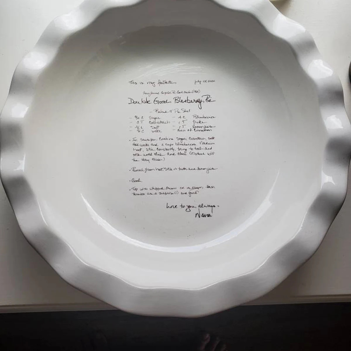 Christmas Gift for Mom, Pie Plate With Handwritten Recipe, Personalized Recipe Pie Dish, Dad, Gra... | Etsy (US)