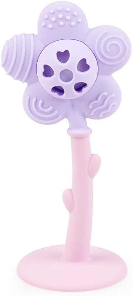 Merry Flower Silicone Baby Rattle Teether – 5 Textured Petals for Gum Relief | Easy-Grip Base |... | Amazon (US)