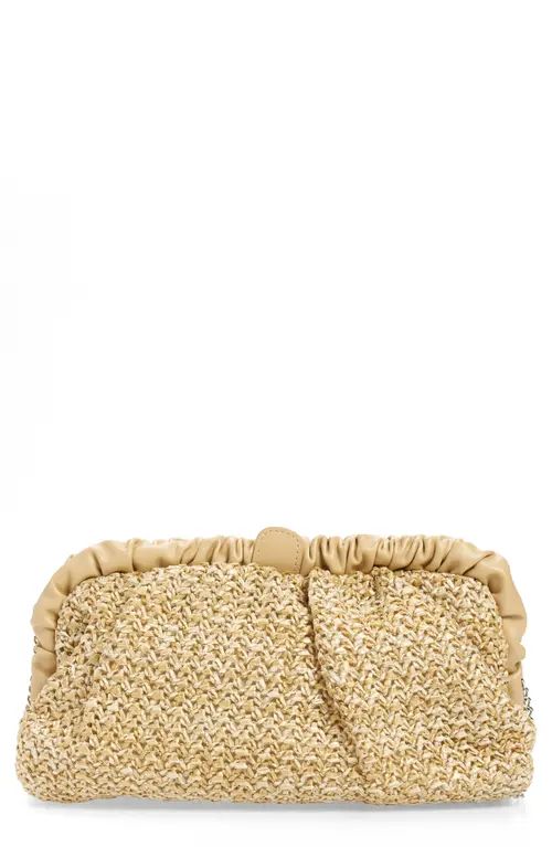 Olga Berg Amalia Pleated Woven Straw Clutch in Natural at Nordstrom | Nordstrom