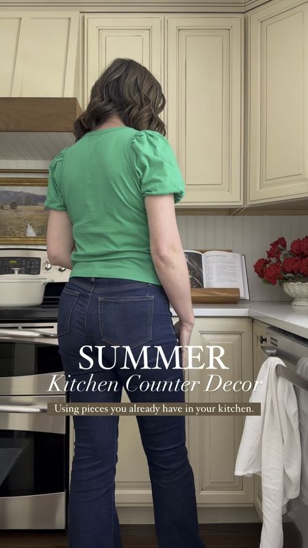 Summer kitchen counter decor with pieces you probably have in your kitchen already. 

#LTKSeasonal #LTKHome #LTKVideo