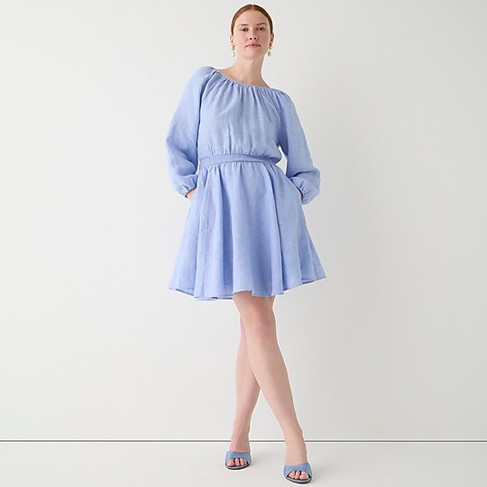 Palermo smocked-waist mini dress in linen | J. Crew US