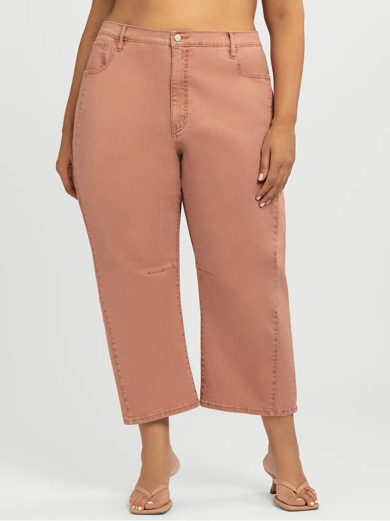 Jessica Simpson Women's and Women's Plus Cherry Cropped Barrel Jeans, 25" Inseam, Sizes 2-24W | Walmart (US)