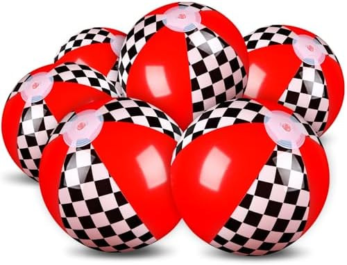 Hollowfly 12 Pack Black and White Checkered Flag Themed Beach Ball for Kids 7.87" Bulk for Summer... | Amazon (US)