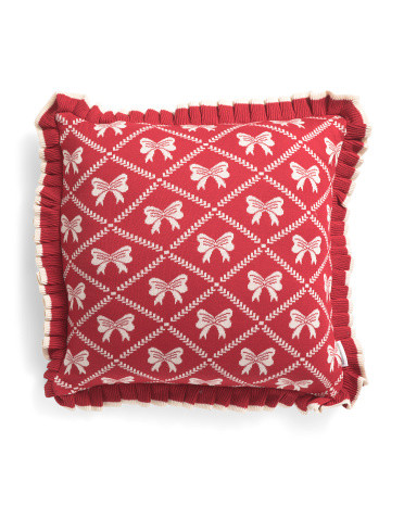 20x20 Jacquard Knit Bow Pillow | TJ Maxx