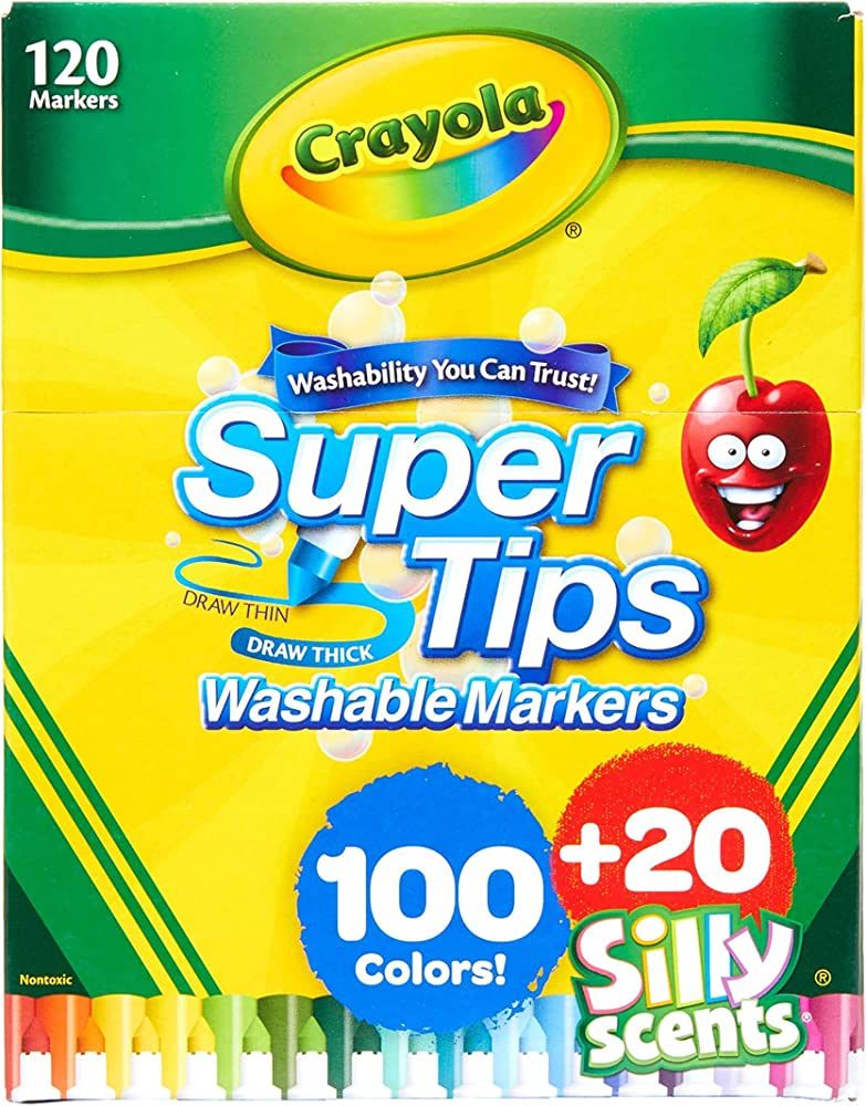 Crayola Super Tips Bulk Marker Set (120 Count), Kids Washable & Scented Markers, Gifts For Kids [... | Amazon (US)