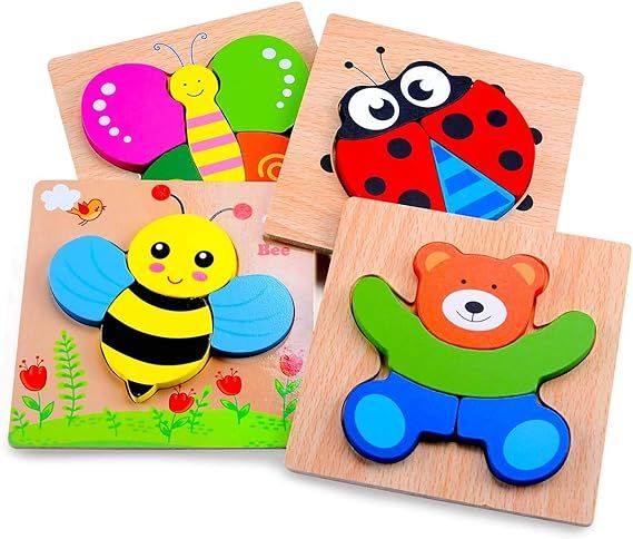 Playtime by Magifire Toddler Wooden Puzzles Set of 4: Early Developmental STEM Toy for Babies Age... | Amazon (US)