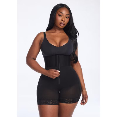 She's Waisted Women's BootyBoosting High-Waist Zip Up BBL Shorts Shapewear Black 3X | Target