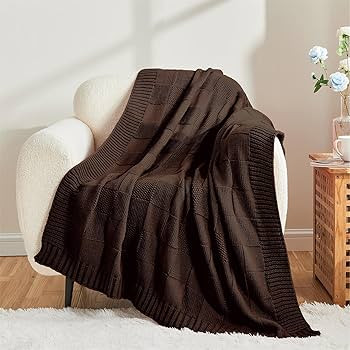 CozeCube Knit Throw Blanket, Brown Checkered Throw Blanket for Couch, Soft Cozy Warm Knitted Thro... | Amazon (US)