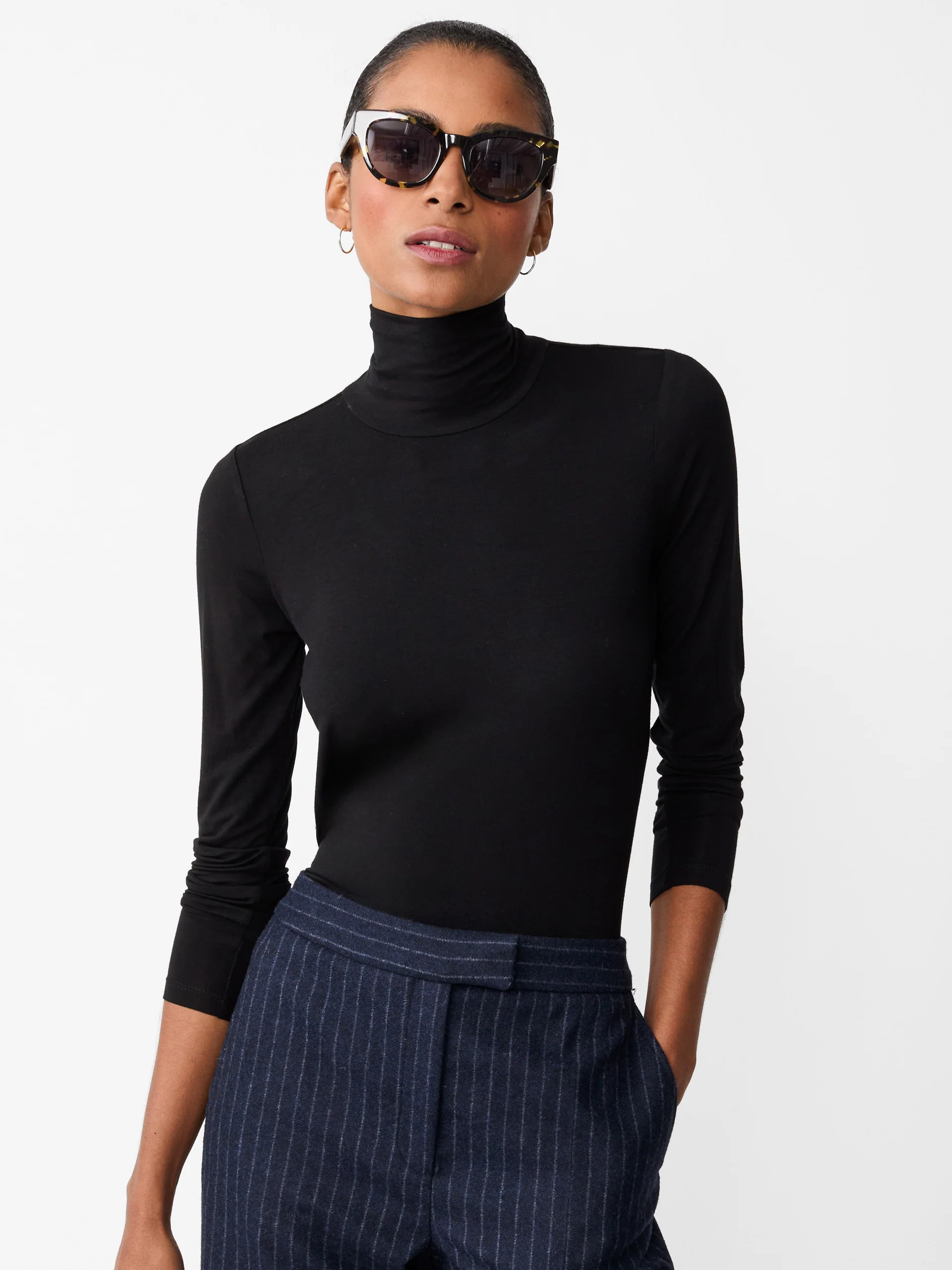 Black Solid Nadia Turtleneck | Women's Tops | J.McLaughlin | J.McLaughlin