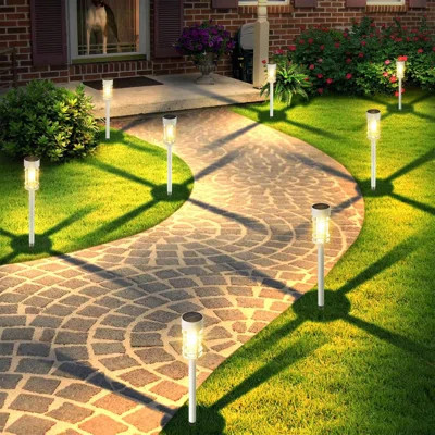 Solar Pathway Lights Outdoor - 8 Pack Waterproof LED Garden Lights, Dusk To Dawn Walkway Landscape Decor | Wayfair North America