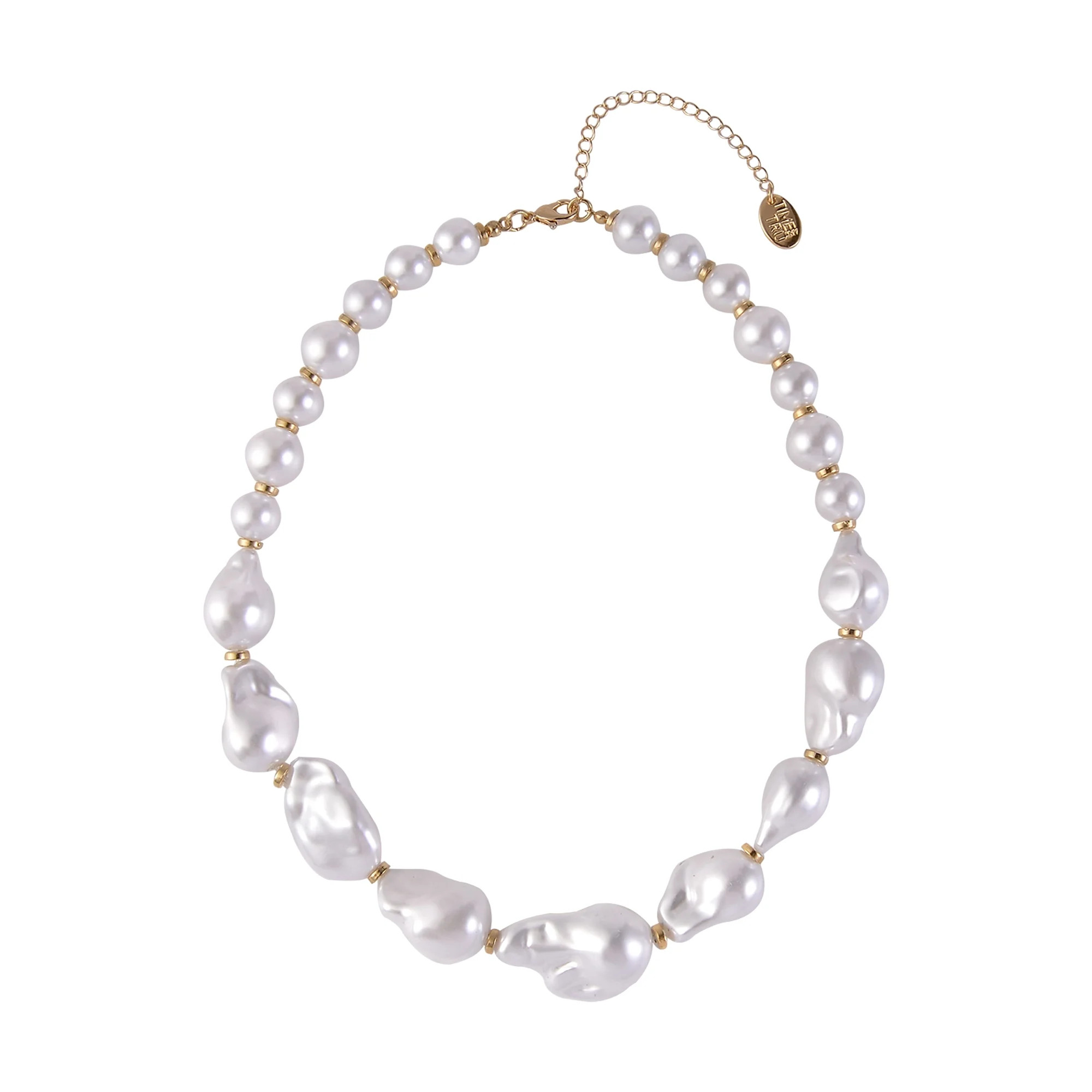 Time and Tru Women's Bar Wavy Acrylic Pearl Goldtone Necklace | Walmart (US)