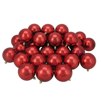 Northlight 32ct Shatterproof Shiny Christmas Ball Ornament Set 3.25" - Red | Target