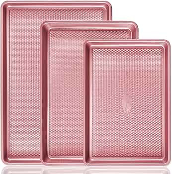 HONGBAKE Baking Sheet Pan Set, Cookie Sheets for Oven, Nonstick Half/Quarter/Jelly Roll Pans with... | Amazon (US)
