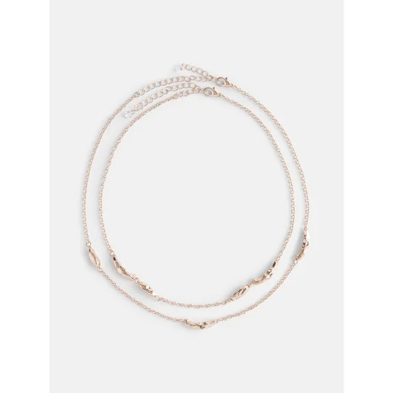 Scenario Women's Gold Tone Chain Necklaces, 2-Piece Set | Walmart (US)