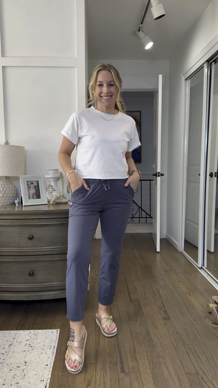 Honestly these pants are amazing. I tried my friends on an fell in love. The joggers are nice bc they’re versatile for different heights but these tan & blue ones are my favorite! All are a nice silky smooth, soft material, have pockets and elastic waists with drawstrings! I’m in mediums in all. I’m also in a small tee and true to size 8/38 shoes  

#LTKOver40 #LTKActive #LTKFindsUnder50