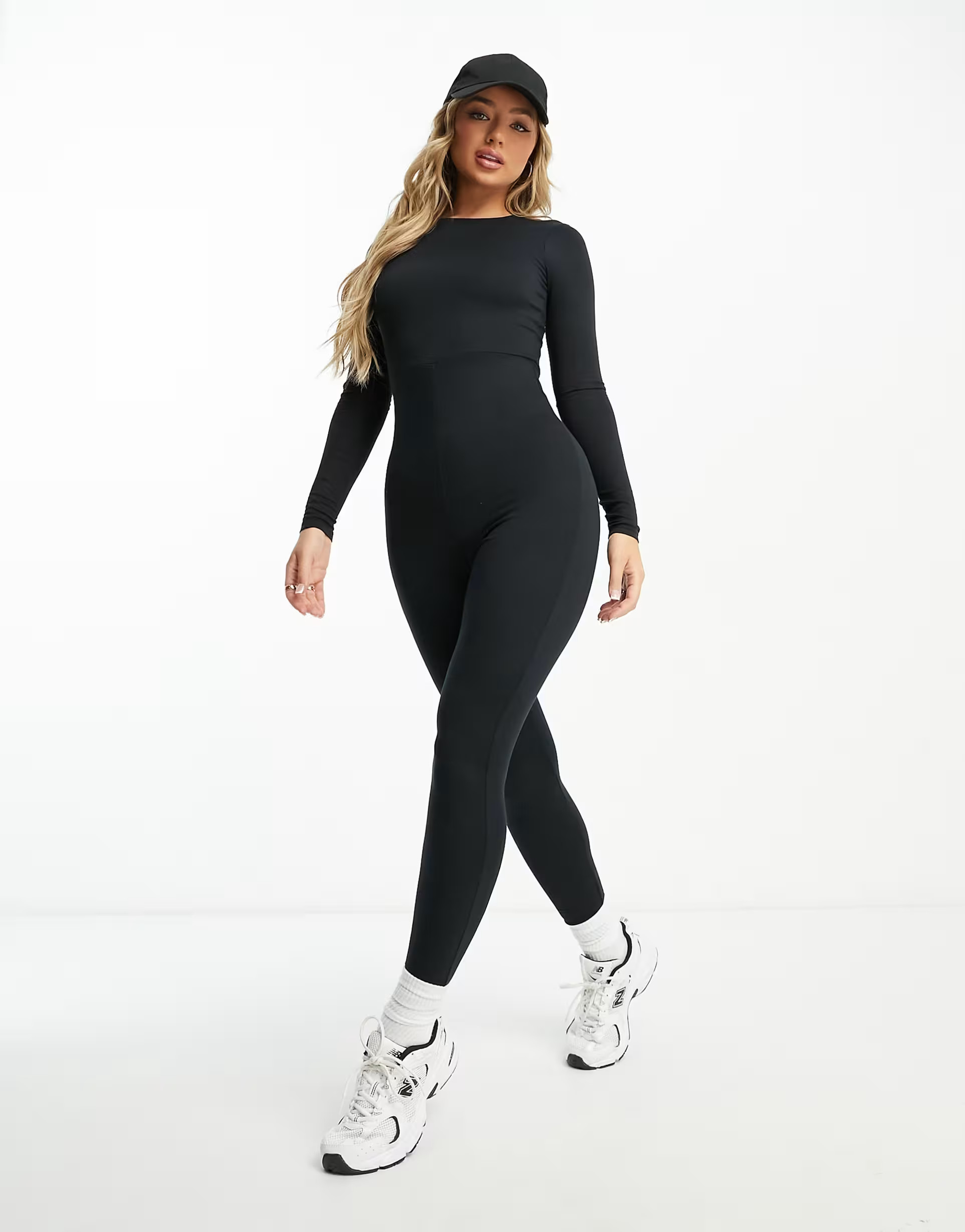 ASOS DESIGN soft touch long sleeve unitard jumpsuit in black | ASOS (Global)