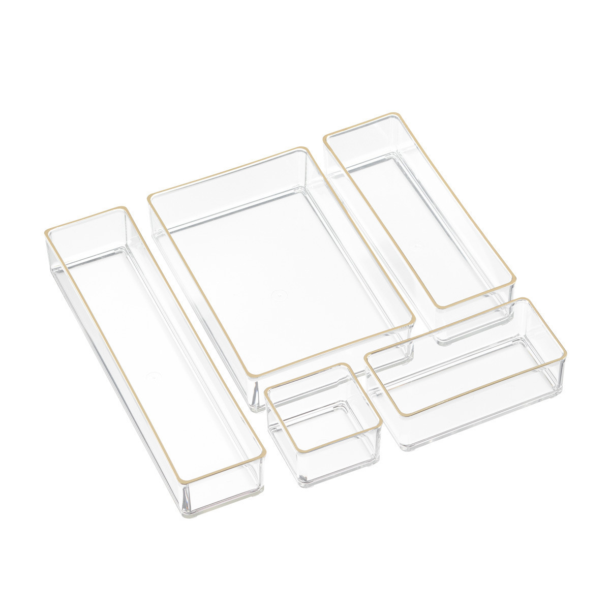 Luxe Clear Acrylic Stackable Drawer Organizers Set of 5 | The Container Store