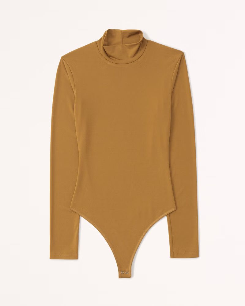 Abercrombie & Fitch Women's Long-Sleeve Mockneck Bodysuit in Golden Brown - Size XXS | Abercrombie & Fitch (US)