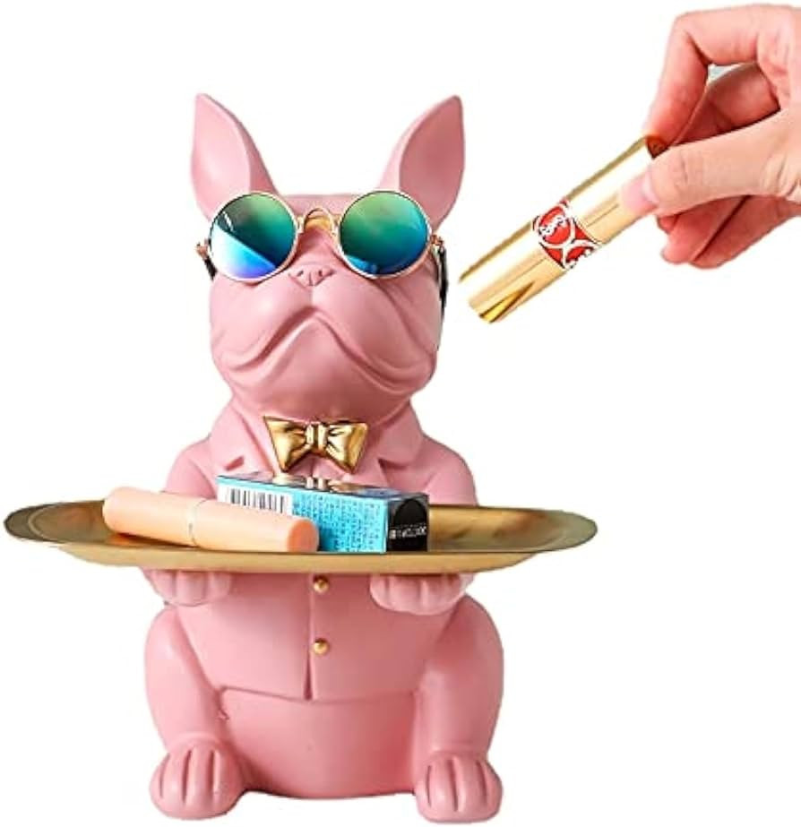 suruim French Bulldog Gifts Key Holder Candy Dish Tray Home Decor Resin Butler Statue Key Bowl En... | Amazon (US)