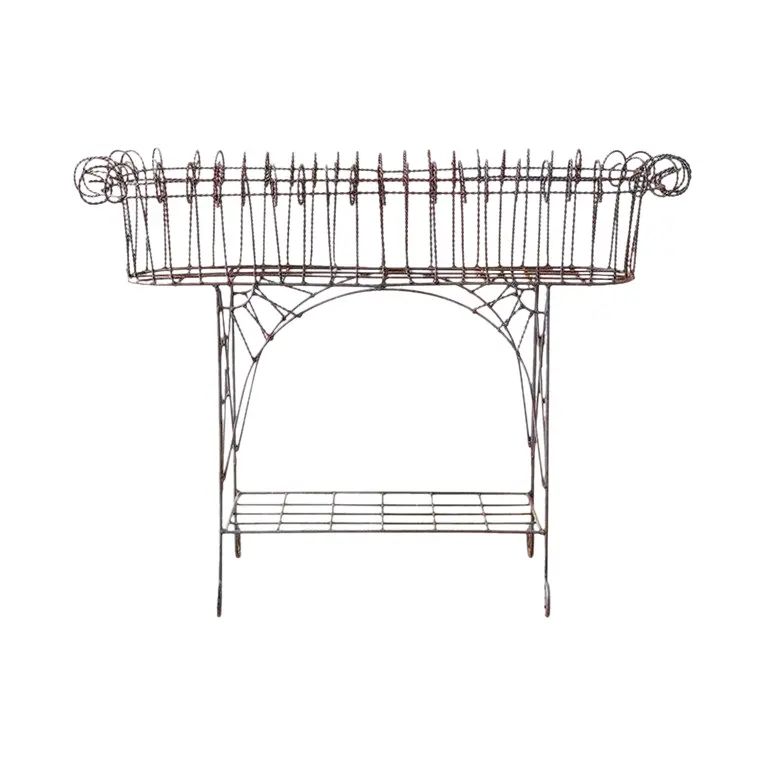 French Art Nouveau Faux-Rope Wire Plant Stand | Chairish