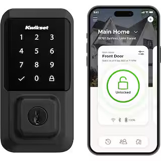 HALO Matte Black Touchscreen WiFi Keypad Electronic Single-Cylinder Smart Lock Deadbolt featuring... | The Home Depot
