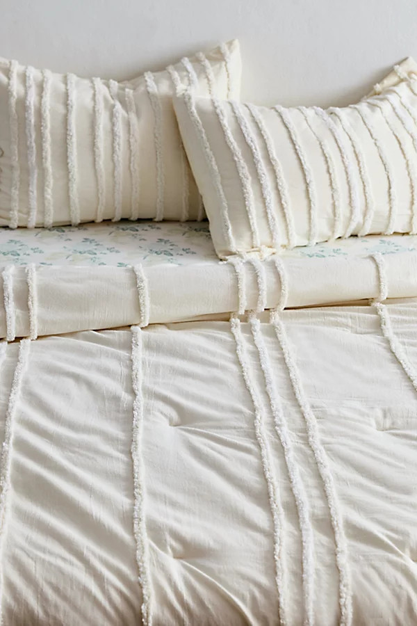 Stripe Tufted Comforter in Cream at Urban Outfitters | Urban Outfitters (US and RoW)