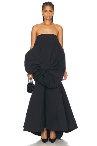 Christopher John Rogers Tie Front Bubble Gown in Black | FWRD 