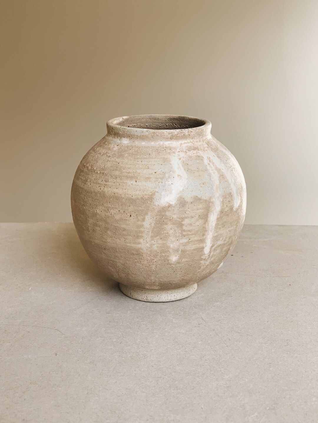 Sandstone moon jar, handmade round ceramic vase | Etsy (US)