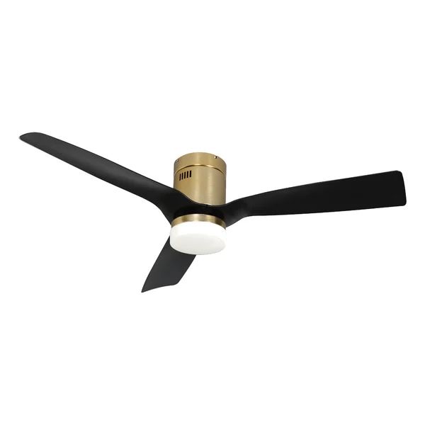 52'' Vivi 3 - Blade LED Smart Flush Mount Ceiling Fan with Remote Control and Light Kit Included | Wayfair North America