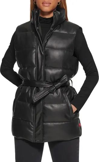 361™ Belted Faux Leather Puffer Vest | Nordstrom