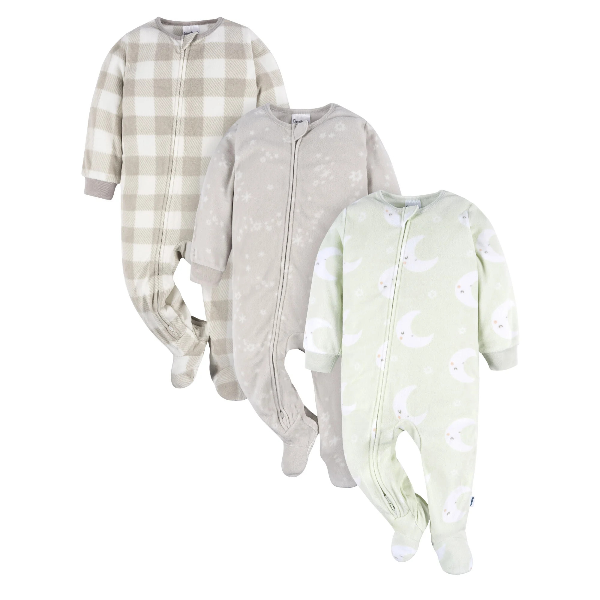 Gerber Baby and Toddler Neutral Microfleece Blanket Sleeper Pajamas, 3-Pack, Sizes 0/3M-5T | Walmart (US)
