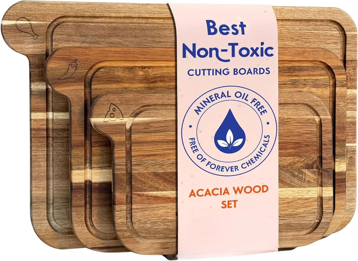 Non-Toxic Wood Cutting Board Set – FSC® Certified Acacia Wood (Set of 3) | Walmart (US)